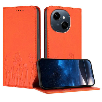 Tulips Butterfly Pattern Magnetic Vegan Leather Phone Case, For Tecno Camon 40 Pro 4G, For Tecno Camon 40 Premier, For Tecno Camon 40, For Tecno Camon 40 Pro 5G, For Tecno Spark 30C 5G / Pop 9 5G, For Tecno Spark Go 1 / Pop 9 4G, For Tecno Camon 30S   ...