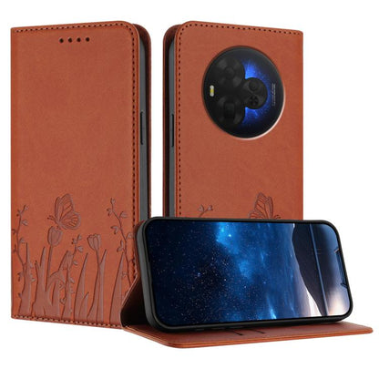Tulips Butterfly Pattern Magnetic Vegan Leather Phone Case, For TCL K70 5G, For TCL K70 SE T453D, For TCL K70 Power 4G, For TCL NxtPaper 70 Pro 5G, For TCL NxtPaper 60 Ultra 5G, For TCL 50 LE / TCL K23 / TCL K24, For TCL 405 / 406 / 406s               ...