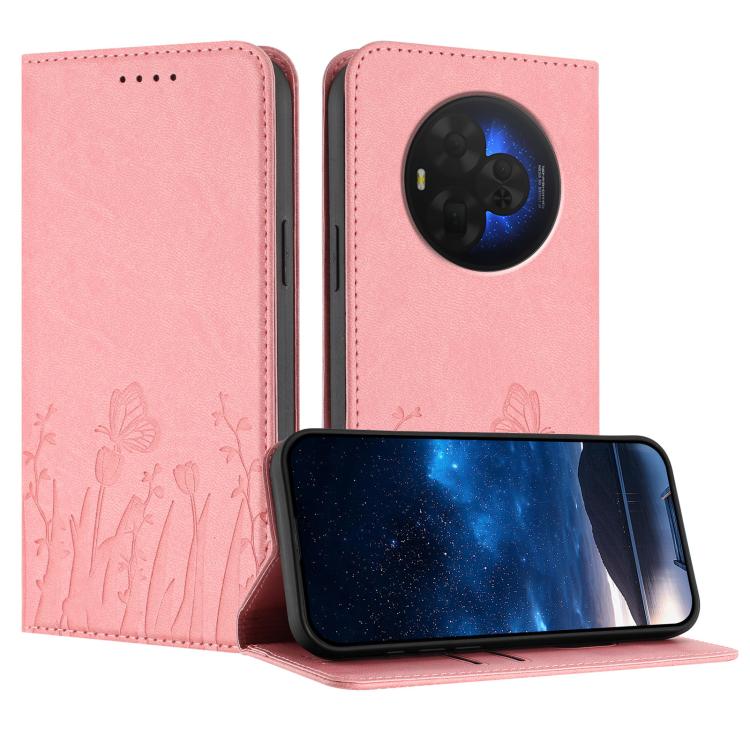 Tulips Butterfly Pattern Magnetic Vegan Leather Phone Case, For TCL K70 5G, For TCL K70 SE T453D, For TCL K70 Power 4G, For TCL NxtPaper 70 Pro 5G, For TCL NxtPaper 60 Ultra 5G, For TCL 50 LE / TCL K23 / TCL K24, For TCL 405 / 406 / 406s               ...