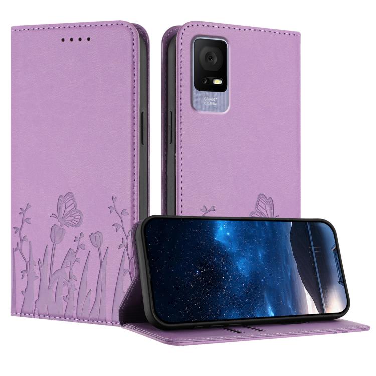 Tulips Butterfly Pattern Magnetic Vegan Leather Phone Case, For TCL K70 5G, For TCL K70 SE T453D, For TCL K70 Power 4G, For TCL NxtPaper 70 Pro 5G, For TCL NxtPaper 60 Ultra 5G, For TCL 50 LE / TCL K23 / TCL K24, For TCL 405 / 406 / 406s               ...