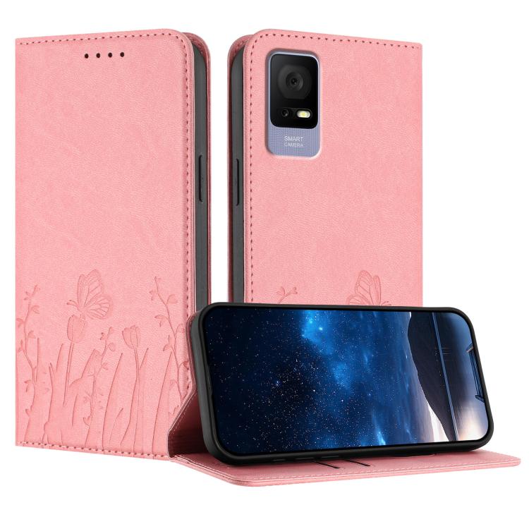 Tulips Butterfly Pattern Magnetic Vegan Leather Phone Case, For TCL K70 5G, For TCL K70 SE T453D, For TCL K70 Power 4G, For TCL NxtPaper 70 Pro 5G, For TCL NxtPaper 60 Ultra 5G, For TCL 50 LE / TCL K23 / TCL K24, For TCL 405 / 406 / 406s               ...
