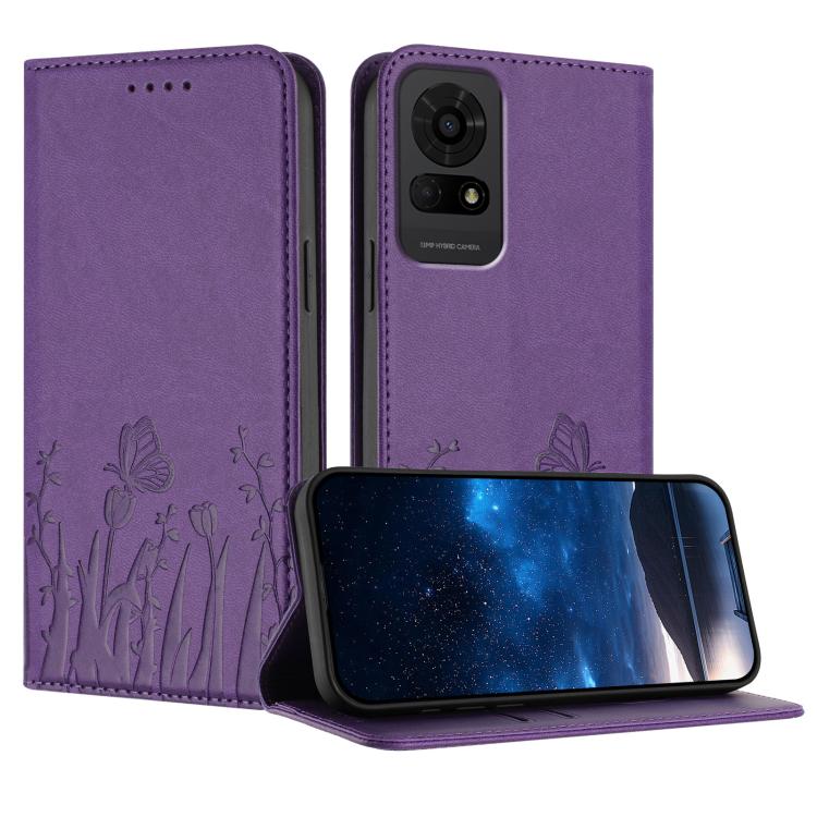 Tulips Butterfly Pattern Magnetic Vegan Leather Phone Case, For TCL K70 5G, For TCL K70 SE T453D, For TCL K70 Power 4G, For TCL NxtPaper 70 Pro 5G, For TCL NxtPaper 60 Ultra 5G, For TCL 50 LE / TCL K23 / TCL K24, For TCL 405 / 406 / 406s               ...