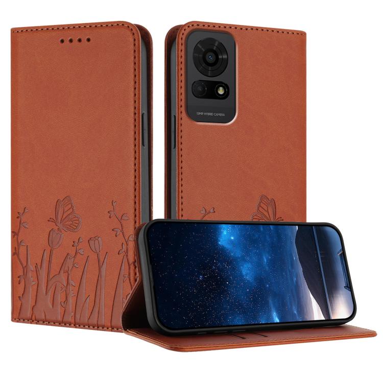 Tulips Butterfly Pattern Magnetic Vegan Leather Phone Case, For TCL K70 5G, For TCL K70 SE T453D, For TCL K70 Power 4G, For TCL NxtPaper 70 Pro 5G, For TCL NxtPaper 60 Ultra 5G, For TCL 50 LE / TCL K23 / TCL K24, For TCL 405 / 406 / 406s               ...