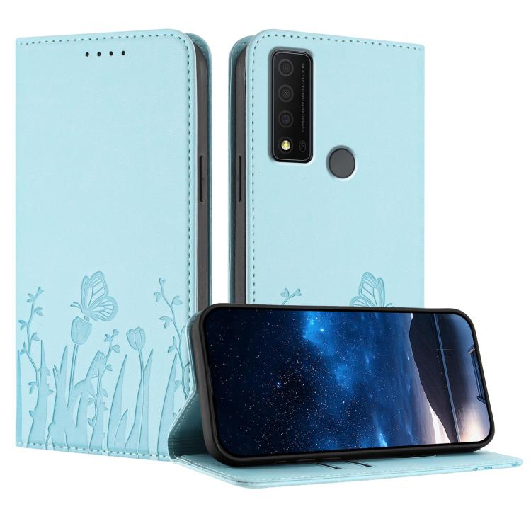 Tulips Butterfly Pattern Magnetic Vegan Leather Phone Case, For TCL 30 4G / 5G / TCL 30+, For TCL 30 XE 5G