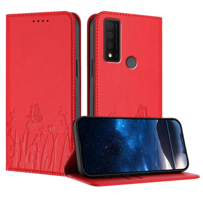 Tulips Butterfly Pattern Magnetic Vegan Leather Phone Case, For TCL 30 4G / 5G / TCL 30+, For TCL 30 XE 5G