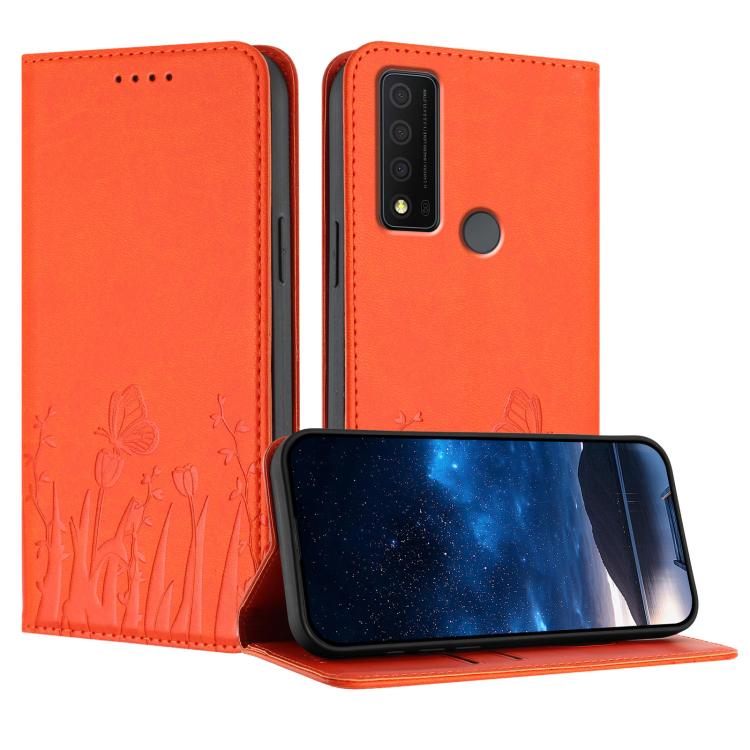 Tulips Butterfly Pattern Magnetic Vegan Leather Phone Case, For TCL 30 4G / 5G / TCL 30+, For TCL 30 XE 5G
