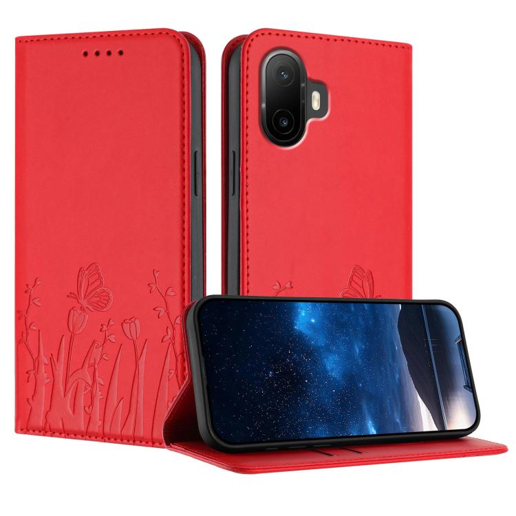 Tulips Butterfly Pattern Magnetic Vegan Leather Phone Case, For TCL K70 5G, For TCL K70 SE T453D, For TCL K70 Power 4G, For TCL NxtPaper 70 Pro 5G, For TCL NxtPaper 60 Ultra 5G, For TCL 50 LE / TCL K23 / TCL K24, For TCL 405 / 406 / 406s               ...