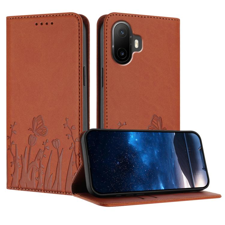 Tulips Butterfly Pattern Magnetic Vegan Leather Phone Case, For TCL K70 5G, For TCL K70 SE T453D, For TCL K70 Power 4G, For TCL NxtPaper 70 Pro 5G, For TCL NxtPaper 60 Ultra 5G, For TCL 50 LE / TCL K23 / TCL K24, For TCL 405 / 406 / 406s               ...