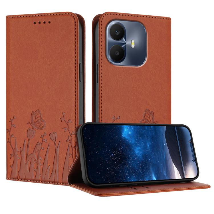 Tulips Butterfly Pattern Magnetic Vegan Leather Phone Case, For TCL K70 5G, For TCL K70 SE T453D, For TCL K70 Power 4G, For TCL NxtPaper 70 Pro 5G, For TCL NxtPaper 60 Ultra 5G, For TCL 50 LE / TCL K23 / TCL K24, For TCL 405 / 406 / 406s               ...
