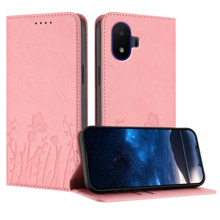 Tulips Butterfly Pattern Magnetic Vegan Leather Phone Case, For TCL K70 5G, For TCL K70 SE T453D, For TCL K70 Power 4G, For TCL NxtPaper 70 Pro 5G, For TCL NxtPaper 60 Ultra 5G, For TCL 50 LE / TCL K23 / TCL K24, For TCL 405 / 406 / 406s               ...