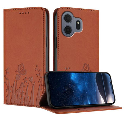 Tulips Butterfly Pattern Magnetic Vegan Leather Phone Case, For TCL K70 5G, For TCL K70 SE T453D, For TCL K70 Power 4G, For TCL NxtPaper 70 Pro 5G, For TCL NxtPaper 60 Ultra 5G, For TCL 50 LE / TCL K23 / TCL K24, For TCL 405 / 406 / 406s               ...