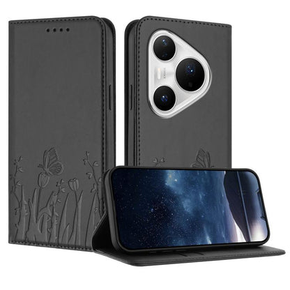 Tulips Butterfly Pattern Magnetic Vegan Leather Phone Case, For Huawei Enjoy 80 Plus, For Huawei Mate 70 Air 5G, For Huawei Pura 80 Pro+ 5G, For Huawei Pura 80 Pro 5G, For Huawei Pura 80 5G, For Huawei Enjoy 80s, For Huawei nova 14 Ultra               ...