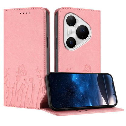 Tulips Butterfly Pattern Magnetic Vegan Leather Phone Case, For Huawei Enjoy 80 Plus, For Huawei Mate 70 Air 5G, For Huawei Pura 80 Pro+ 5G, For Huawei Pura 80 Pro 5G, For Huawei Pura 80 5G, For Huawei Enjoy 80s, For Huawei nova 14 Ultra               ...