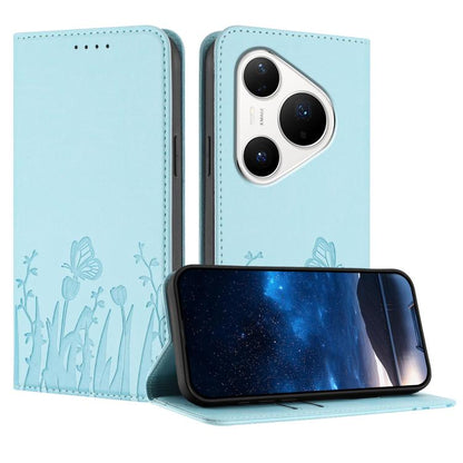 Tulips Butterfly Pattern Magnetic Vegan Leather Phone Case, For Huawei Enjoy 80 Plus, For Huawei Mate 70 Air 5G, For Huawei Pura 80 Pro+ 5G, For Huawei Pura 80 Pro 5G, For Huawei Pura 80 5G, For Huawei Enjoy 80s, For Huawei nova 14 Ultra               ...