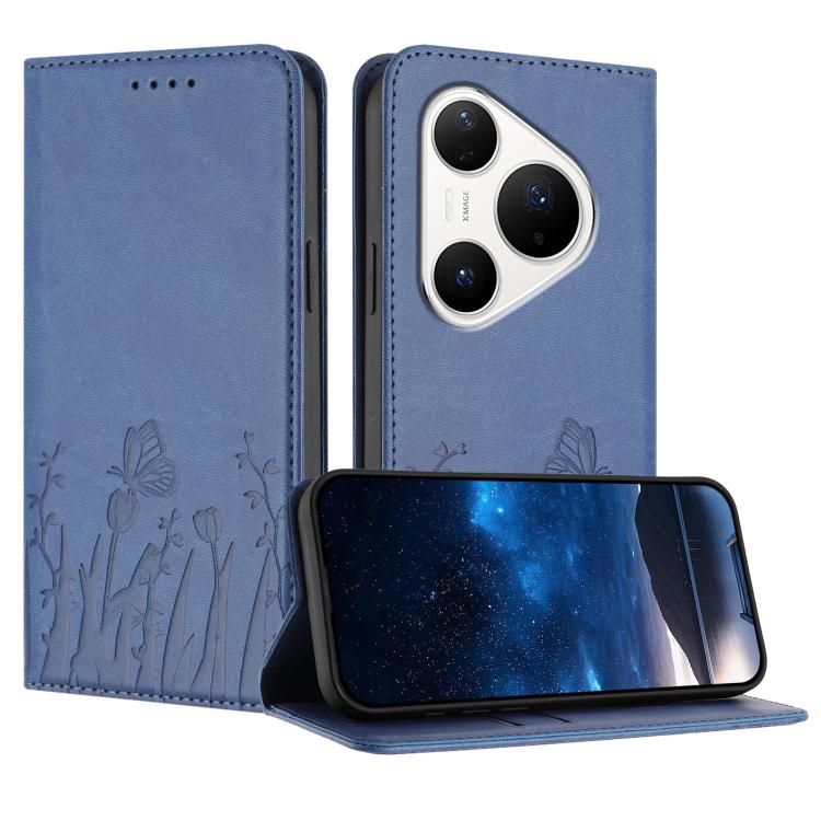 Tulips Butterfly Pattern Magnetic Vegan Leather Phone Case, For Huawei Enjoy 80 Plus, For Huawei Mate 70 Air 5G, For Huawei Pura 80 Pro+ 5G, For Huawei Pura 80 Pro 5G, For Huawei Pura 80 5G, For Huawei Enjoy 80s, For Huawei nova 14 Ultra               ...