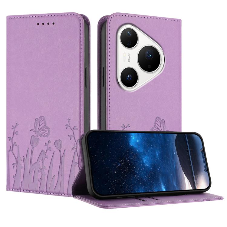 Tulips Butterfly Pattern Magnetic Vegan Leather Phone Case, For Huawei Enjoy 80 Plus, For Huawei Mate 70 Air 5G, For Huawei Pura 80 Pro+ 5G, For Huawei Pura 80 Pro 5G, For Huawei Pura 80 5G, For Huawei Enjoy 80s, For Huawei nova 14 Ultra               ...
