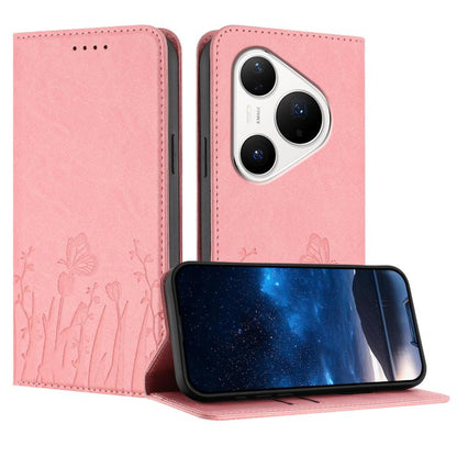 Tulips Butterfly Pattern Magnetic Vegan Leather Phone Case, For Huawei Enjoy 80 Plus, For Huawei Mate 70 Air 5G, For Huawei Pura 80 Pro+ 5G, For Huawei Pura 80 Pro 5G, For Huawei Pura 80 5G, For Huawei Enjoy 80s, For Huawei nova 14 Ultra               ...