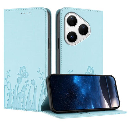 Tulips Butterfly Pattern Magnetic Vegan Leather Phone Case, For Huawei Enjoy 80 Plus, For Huawei Mate 70 Air 5G, For Huawei Pura 80 Pro+ 5G, For Huawei Pura 80 Pro 5G, For Huawei Pura 80 5G, For Huawei Enjoy 80s, For Huawei nova 14 Ultra               ...