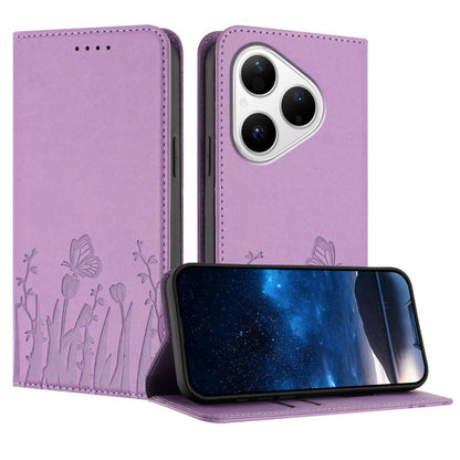 Tulips Butterfly Pattern Magnetic Vegan Leather Phone Case, For Huawei Enjoy 80 Plus, For Huawei Mate 70 Air 5G, For Huawei Pura 80 Pro+ 5G, For Huawei Pura 80 Pro 5G, For Huawei Pura 80 5G, For Huawei Enjoy 80s, For Huawei nova 14 Ultra               ...