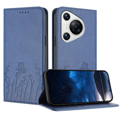 Tulips Butterfly Pattern Magnetic Vegan Leather Phone Case, For Huawei Enjoy 80, For Huawei Mate 70 Pro / Mate 70 Pro+, For Huawei Mate 70, For Huawei Pura 70 Pro / Pura 70 Pro+, For Huawei nova 12i, For Huawei nova 12 SE / nova 11 SE, For Huawei nova ...