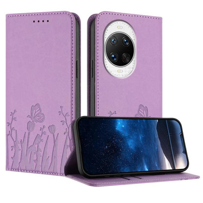 Tulips Butterfly Pattern Magnetic Vegan Leather Phone Case, For Huawei Enjoy 80 Plus, For Huawei Mate 70 Air 5G, For Huawei Pura 80 Pro+ 5G, For Huawei Pura 80 Pro 5G, For Huawei Pura 80 5G, For Huawei Enjoy 80s, For Huawei nova 14 Ultra               ...