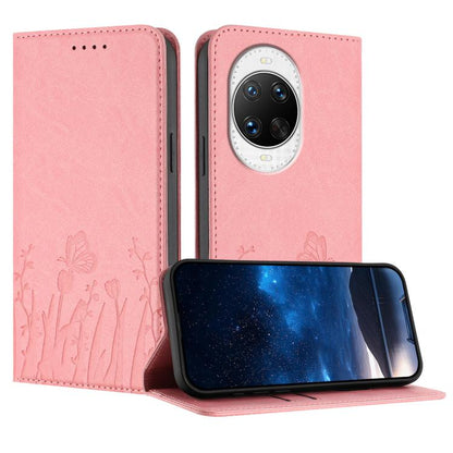 Tulips Butterfly Pattern Magnetic Vegan Leather Phone Case, For Huawei Enjoy 80 Plus, For Huawei Mate 70 Air 5G, For Huawei Pura 80 Pro+ 5G, For Huawei Pura 80 Pro 5G, For Huawei Pura 80 5G, For Huawei Enjoy 80s, For Huawei nova 14 Ultra               ...