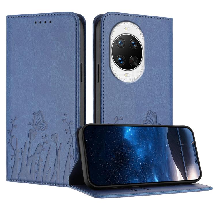 Tulips Butterfly Pattern Magnetic Vegan Leather Phone Case, For Huawei Enjoy 80 Plus, For Huawei Mate 70 Air 5G, For Huawei Pura 80 Pro+ 5G, For Huawei Pura 80 Pro 5G, For Huawei Pura 80 5G, For Huawei Enjoy 80s, For Huawei nova 14 Ultra               ...