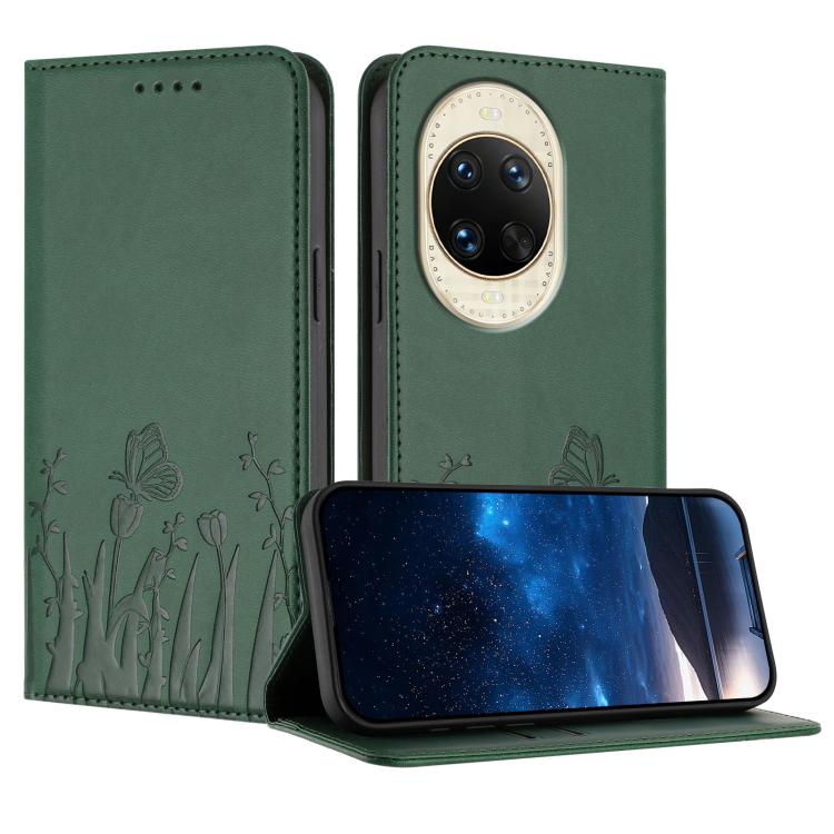 Tulips Butterfly Pattern Magnetic Vegan Leather Phone Case, For Huawei Enjoy 80 Plus, For Huawei Mate 70 Air 5G, For Huawei Pura 80 Pro+ 5G, For Huawei Pura 80 Pro 5G, For Huawei Pura 80 5G, For Huawei Enjoy 80s, For Huawei nova 14 Ultra               ...