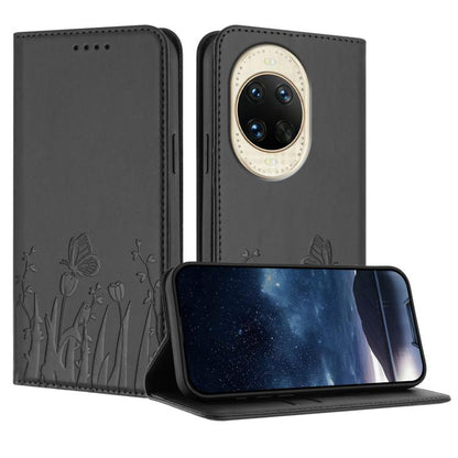 Tulips Butterfly Pattern Magnetic Vegan Leather Phone Case, For Huawei Enjoy 80 Plus, For Huawei Mate 70 Air 5G, For Huawei Pura 80 Pro+ 5G, For Huawei Pura 80 Pro 5G, For Huawei Pura 80 5G, For Huawei Enjoy 80s, For Huawei nova 14 Ultra               ...