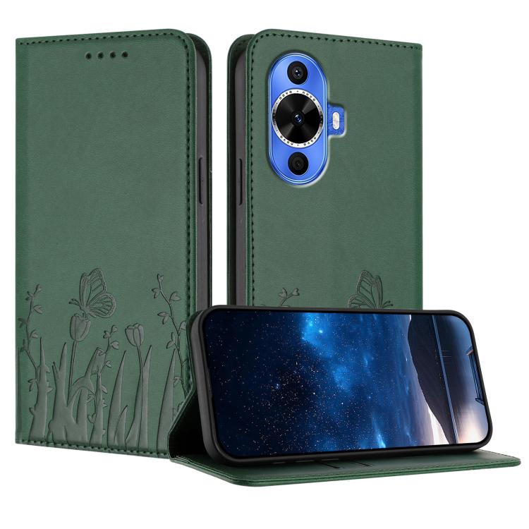 Tulips Butterfly Pattern Magnetic Vegan Leather Phone Case, For Huawei Enjoy 80, For Huawei Mate 70 Pro / Mate 70 Pro+, For Huawei Mate 70, For Huawei Pura 70 Pro / Pura 70 Pro+, For Huawei nova 12i, For Huawei nova 12 SE / nova 11 SE, For Huawei nova ...
