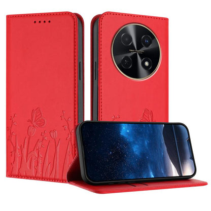 Tulips Butterfly Pattern Magnetic Vegan Leather Phone Case, For Huawei Enjoy 80, For Huawei Mate 70 Pro / Mate 70 Pro+, For Huawei Mate 70, For Huawei Pura 70 Pro / Pura 70 Pro+, For Huawei nova 12i, For Huawei nova 12 SE / nova 11 SE, For Huawei nova ...