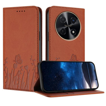 Tulips Butterfly Pattern Magnetic Vegan Leather Phone Case, For Huawei Enjoy 80, For Huawei Mate 70 Pro / Mate 70 Pro+, For Huawei Mate 70, For Huawei Pura 70 Pro / Pura 70 Pro+, For Huawei nova 12i, For Huawei nova 12 SE / nova 11 SE, For Huawei nova ...