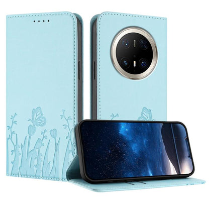 Tulips Butterfly Pattern Magnetic Vegan Leather Phone Case, For Huawei Enjoy 80, For Huawei Mate 70 Pro / Mate 70 Pro+, For Huawei Mate 70, For Huawei Pura 70 Pro / Pura 70 Pro+, For Huawei nova 12i, For Huawei nova 12 SE / nova 11 SE, For Huawei nova ...