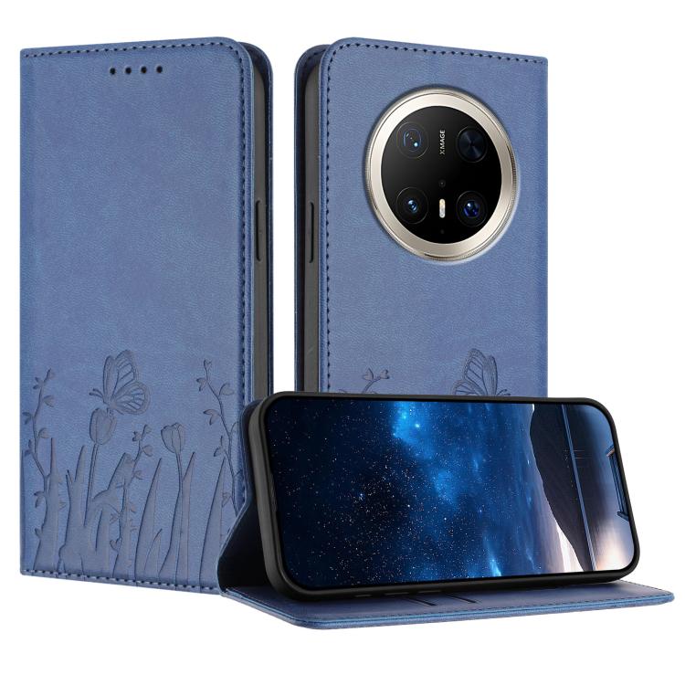 Tulips Butterfly Pattern Magnetic Vegan Leather Phone Case, For Huawei Enjoy 80, For Huawei Mate 70 Pro / Mate 70 Pro+, For Huawei Mate 70, For Huawei Pura 70 Pro / Pura 70 Pro+, For Huawei nova 12i, For Huawei nova 12 SE / nova 11 SE, For Huawei nova ...
