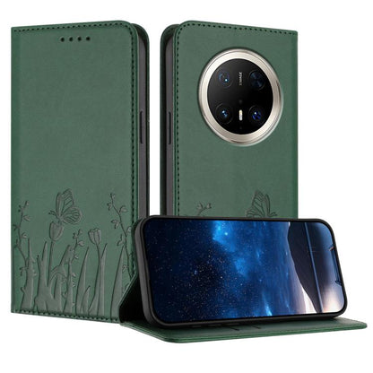 Tulips Butterfly Pattern Magnetic Vegan Leather Phone Case, For Huawei Enjoy 80, For Huawei Mate 70 Pro / Mate 70 Pro+, For Huawei Mate 70, For Huawei Pura 70 Pro / Pura 70 Pro+, For Huawei nova 12i, For Huawei nova 12 SE / nova 11 SE, For Huawei nova ...