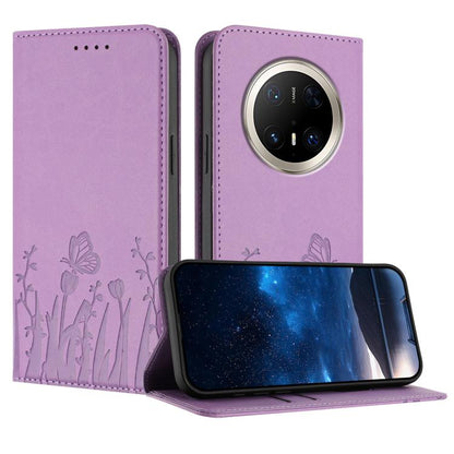 Tulips Butterfly Pattern Magnetic Vegan Leather Phone Case, For Huawei Enjoy 80, For Huawei Mate 70 Pro / Mate 70 Pro+, For Huawei Mate 70, For Huawei Pura 70 Pro / Pura 70 Pro+, For Huawei nova 12i, For Huawei nova 12 SE / nova 11 SE, For Huawei nova ...