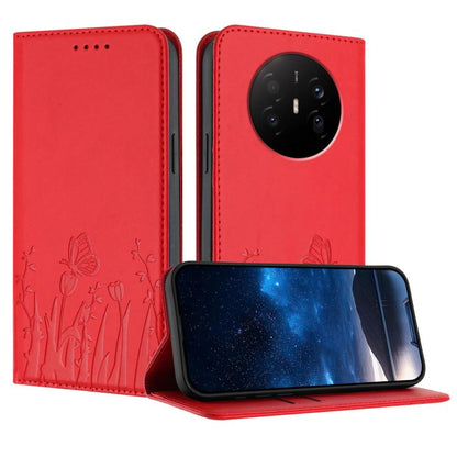 Tulips Butterfly Pattern Magnetic Vegan Leather Phone Case, For Huawei Enjoy 80 Plus, For Huawei Mate 70 Air 5G, For Huawei Pura 80 Pro+ 5G, For Huawei Pura 80 Pro 5G, For Huawei Pura 80 5G, For Huawei Enjoy 80s, For Huawei nova 14 Ultra               ...