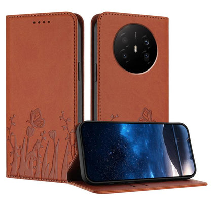 Tulips Butterfly Pattern Magnetic Vegan Leather Phone Case, For Huawei Enjoy 80 Plus, For Huawei Mate 70 Air 5G, For Huawei Pura 80 Pro+ 5G, For Huawei Pura 80 Pro 5G, For Huawei Pura 80 5G, For Huawei Enjoy 80s, For Huawei nova 14 Ultra               ...