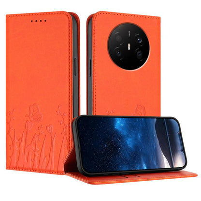 Tulips Butterfly Pattern Magnetic Vegan Leather Phone Case, For Huawei Enjoy 80 Plus, For Huawei Mate 70 Air 5G, For Huawei Pura 80 Pro+ 5G, For Huawei Pura 80 Pro 5G, For Huawei Pura 80 5G, For Huawei Enjoy 80s, For Huawei nova 14 Ultra               ...