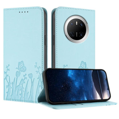 Tulips Butterfly Pattern Magnetic Vegan Leather Phone Case, For Huawei Enjoy 80, For Huawei Mate 70 Pro / Mate 70 Pro+, For Huawei Mate 70, For Huawei Pura 70 Pro / Pura 70 Pro+, For Huawei nova 12i, For Huawei nova 12 SE / nova 11 SE, For Huawei nova ...