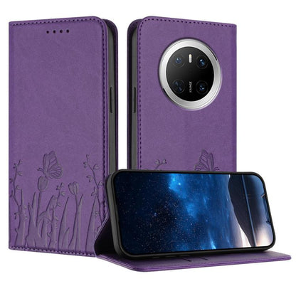 Tulips Butterfly Pattern Magnetic Vegan Leather Phone Case, For Huawei Enjoy 80, For Huawei Mate 70 Pro / Mate 70 Pro+, For Huawei Mate 70, For Huawei Pura 70 Pro / Pura 70 Pro+, For Huawei nova 12i, For Huawei nova 12 SE / nova 11 SE, For Huawei nova ...