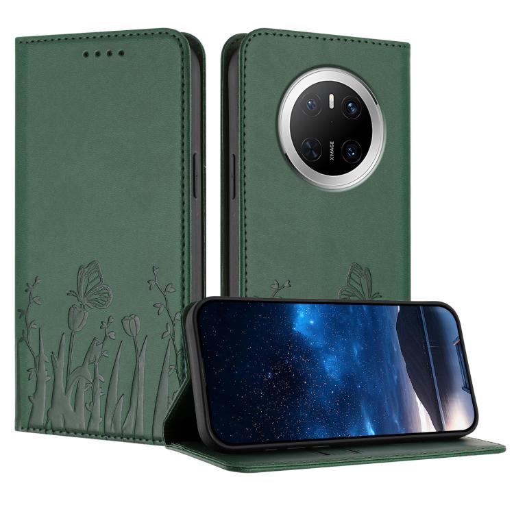 Tulips Butterfly Pattern Magnetic Vegan Leather Phone Case, For Huawei Enjoy 80, For Huawei Mate 70 Pro / Mate 70 Pro+, For Huawei Mate 70, For Huawei Pura 70 Pro / Pura 70 Pro+, For Huawei nova 12i, For Huawei nova 12 SE / nova 11 SE, For Huawei nova ...