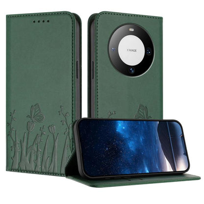 Tulips Butterfly Pattern Magnetic Vegan Leather Phone Case, For Huawei nova 12 Pro / nova 12 Ultra, For Huawei Mate 60 Pro / Mate 60 Pro+, For Huawei Maimang A20, For Huawei Mate 60, For Huawei Enjoy 50 / Enjoy 60 / nova Y70, For Huawei P60 / P60 Pro  ...