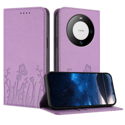 Tulips Butterfly Pattern Magnetic Vegan Leather Phone Case, For Huawei nova 12 Pro / nova 12 Ultra, For Huawei Mate 60 Pro / Mate 60 Pro+, For Huawei Maimang A20, For Huawei Mate 60, For Huawei Enjoy 50 / Enjoy 60 / nova Y70, For Huawei P60 / P60 Pro  ...