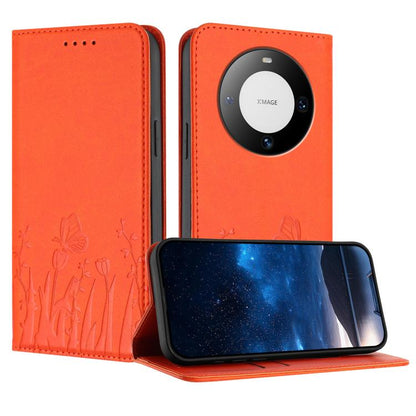 Tulips Butterfly Pattern Magnetic Vegan Leather Phone Case, For Huawei nova 12 Pro / nova 12 Ultra, For Huawei Mate 60 Pro / Mate 60 Pro+, For Huawei Maimang A20, For Huawei Mate 60, For Huawei Enjoy 50 / Enjoy 60 / nova Y70, For Huawei P60 / P60 Pro  ...