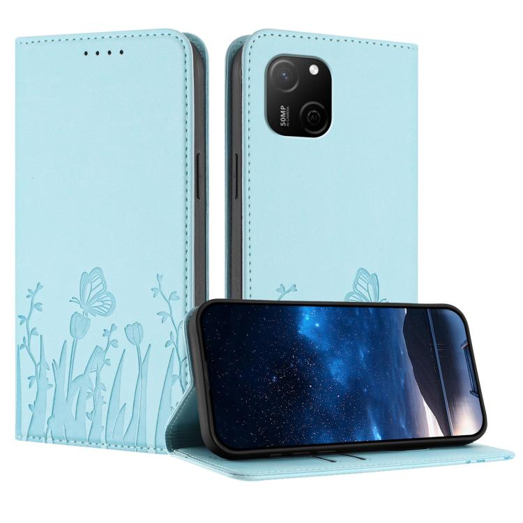 Tulips Butterfly Pattern Magnetic Vegan Leather Phone Case, For Huawei nova 12 Pro / nova 12 Ultra, For Huawei Mate 60 Pro / Mate 60 Pro+, For Huawei Maimang A20, For Huawei Mate 60, For Huawei Enjoy 50 / Enjoy 60 / nova Y70, For Huawei P60 / P60 Pro  ...
