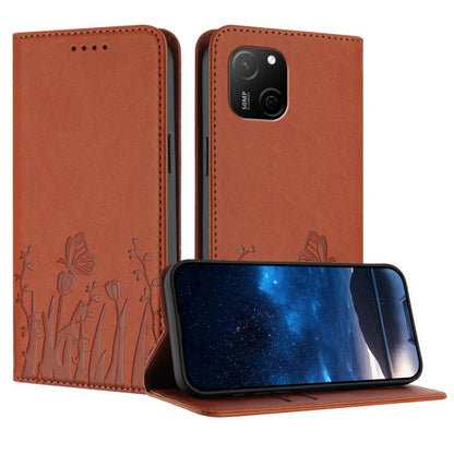 Tulips Butterfly Pattern Magnetic Vegan Leather Phone Case, For Huawei nova 12 Pro / nova 12 Ultra, For Huawei Mate 60 Pro / Mate 60 Pro+, For Huawei Maimang A20, For Huawei Mate 60, For Huawei Enjoy 50 / Enjoy 60 / nova Y70, For Huawei P60 / P60 Pro  ...