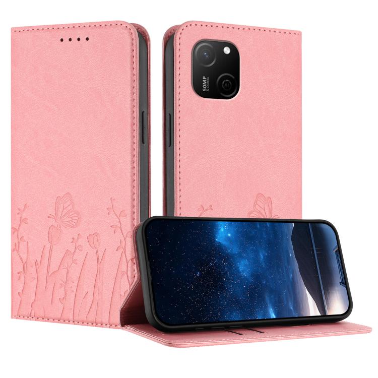 Tulips Butterfly Pattern Magnetic Vegan Leather Phone Case, For Huawei nova 12 Pro / nova 12 Ultra, For Huawei Mate 60 Pro / Mate 60 Pro+, For Huawei Maimang A20, For Huawei Mate 60, For Huawei Enjoy 50 / Enjoy 60 / nova Y70, For Huawei P60 / P60 Pro  ...