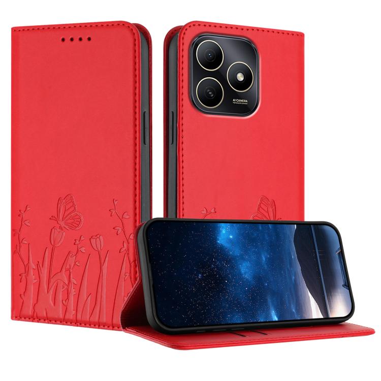 Tulips Butterfly Pattern Magnetic Vegan Leather Phone Case, For Huawei Enjoy 80 Plus, For Huawei Mate 70 Air 5G, For Huawei Pura 80 Pro+ 5G, For Huawei Pura 80 Pro 5G, For Huawei Pura 80 5G, For Huawei Enjoy 80s, For Huawei nova 14 Ultra               ...