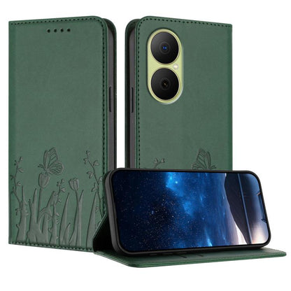 Tulips Butterfly Pattern Magnetic Vegan Leather Phone Case, For Huawei Enjoy 80, For Huawei Mate 70 Pro / Mate 70 Pro+, For Huawei Mate 70, For Huawei Pura 70 Pro / Pura 70 Pro+, For Huawei nova 12i, For Huawei nova 12 SE / nova 11 SE, For Huawei nova ...